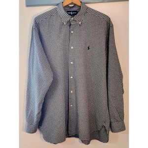 Ralph Lauren McMeel Mens Sz L Button Down Shirt Black Checked Long Sleeve